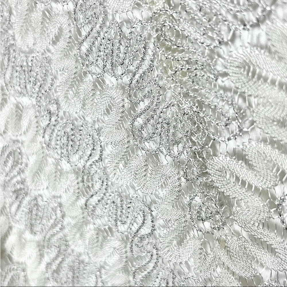 FREE PEOPLE 90s Metallic Detail Floral Lace Sleeveless Y2K Bodycon Mini‎ Dress S